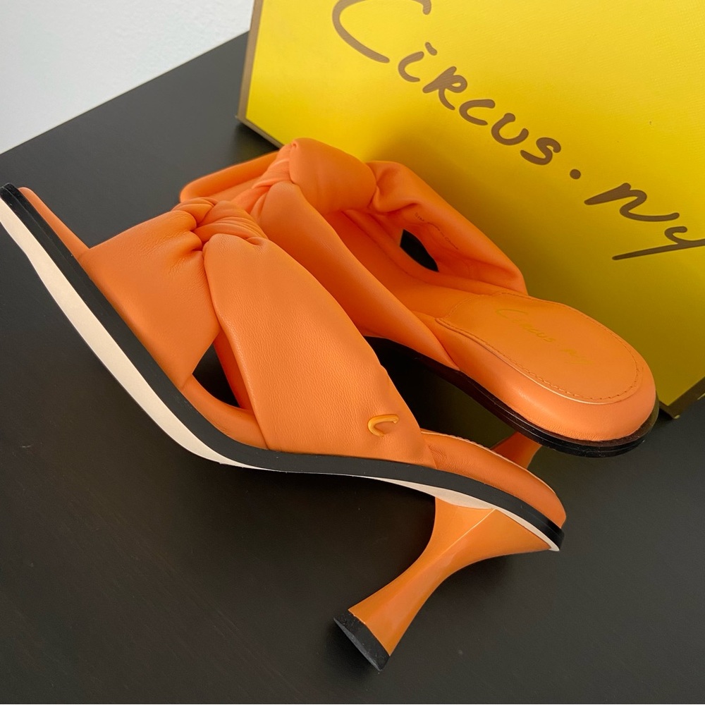 NIB Circus Sam Edelman Orange Sim Square Toe Heel Sandal - Picture 3 of 8